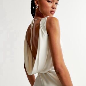 Abercrombie White Plunge Cowl Back Maxi  Dress